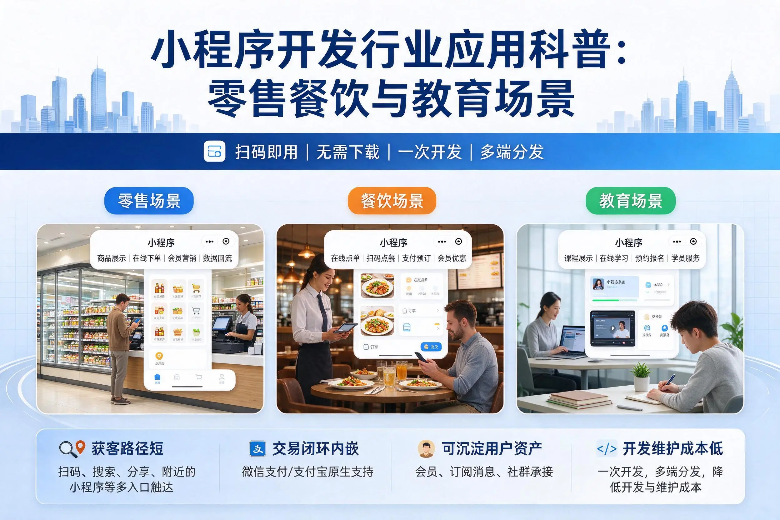 石河子小程序开发行业应用科普:零售餐饮与教育场景