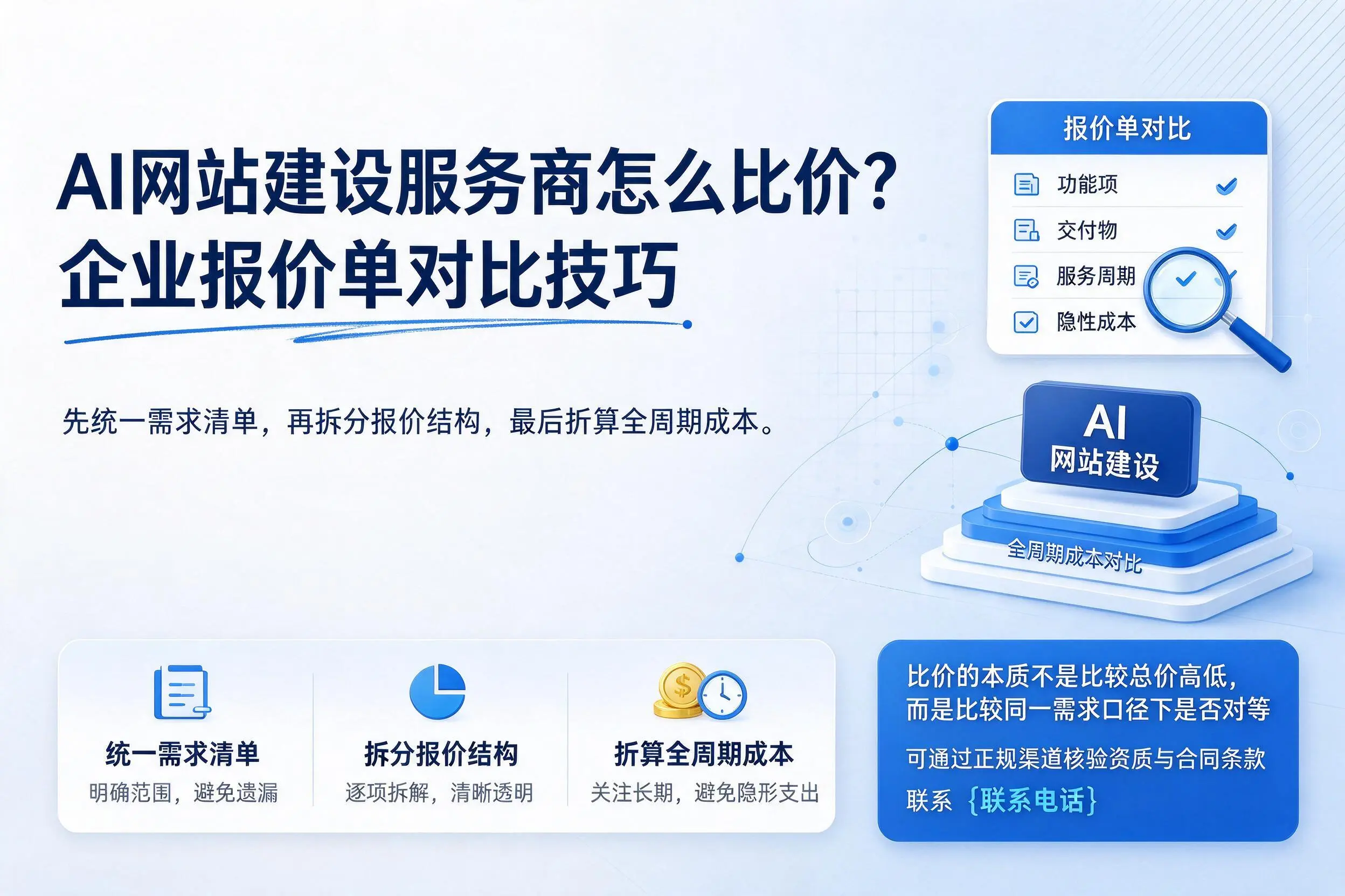 AI网站建设服务商怎么比价?石河子企业报价单对比技巧