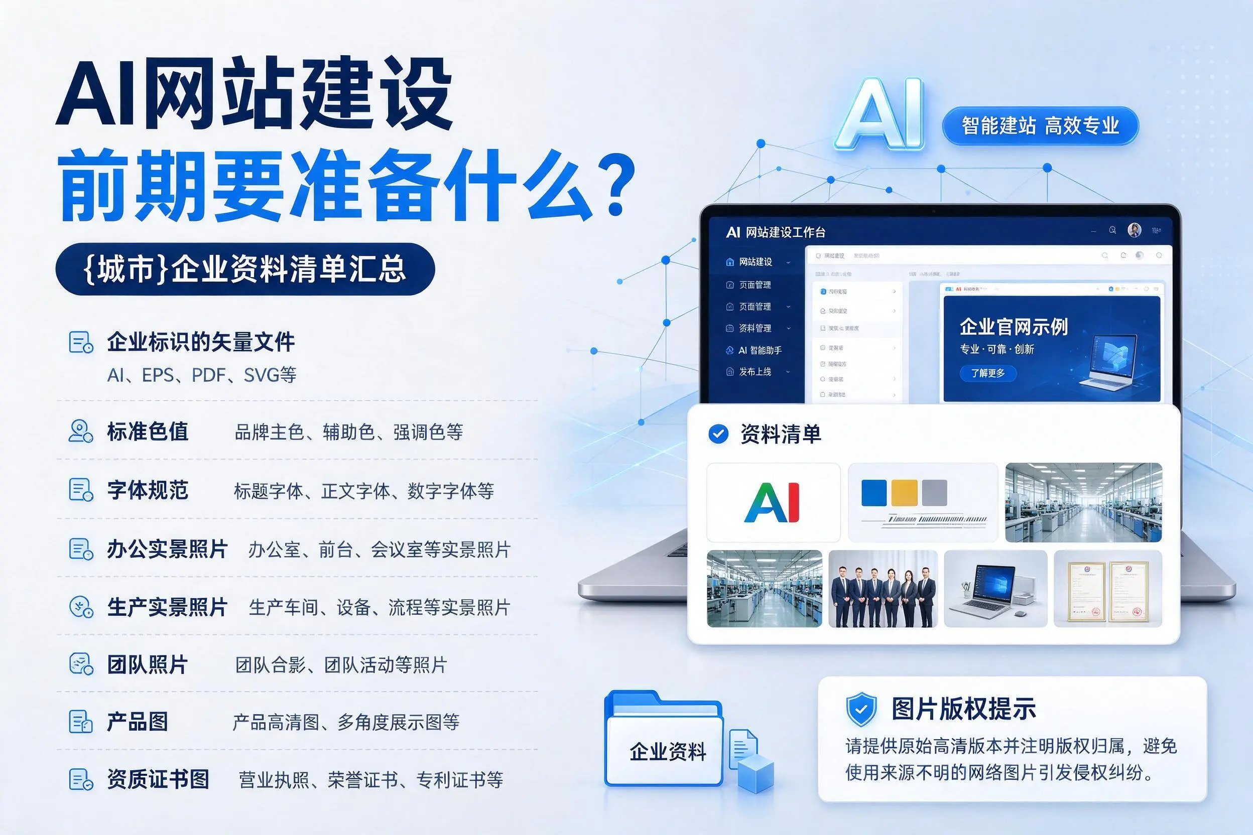 AI网站建设前期要准备什么?石河子企业资料清单汇总