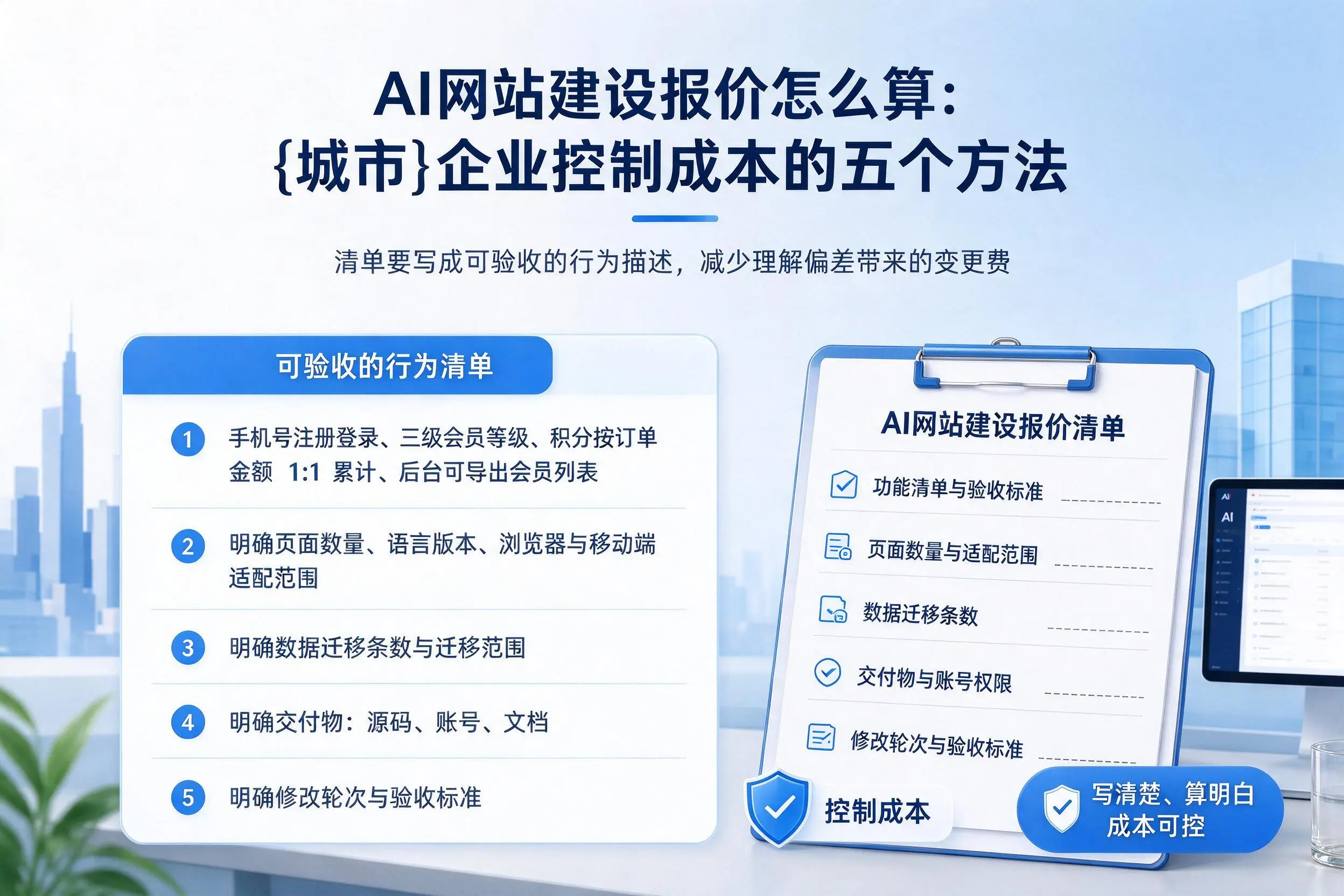 AI网站建设报价怎么算:石河子企业控制成本的五个方法